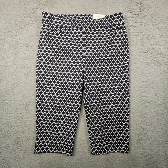 Chico's Pants - Chico's‎ Brigitte Slim Crop Pants Womens 10 Navy White Diamond Matelassé Coastal
